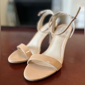NWOT MIA Maisie Nude Patent Strappy Heels, Size 8